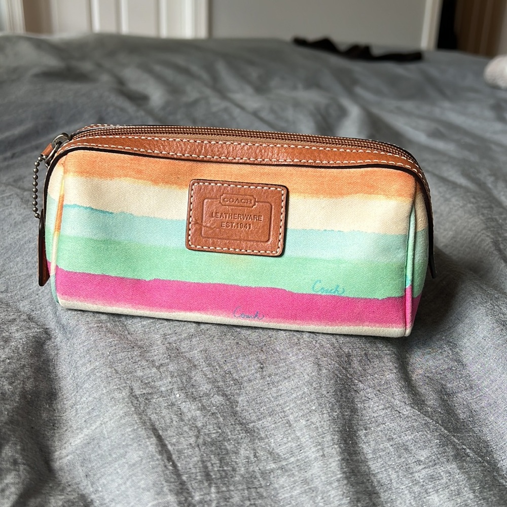 Coach watercolor rainbow small cosmetic bag